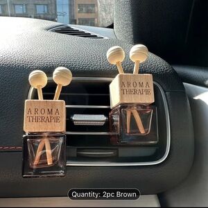 NEW 2 Aroma Car Outlet Empty Glass Bottle Clip with Wood Lid & A Mini Funnel